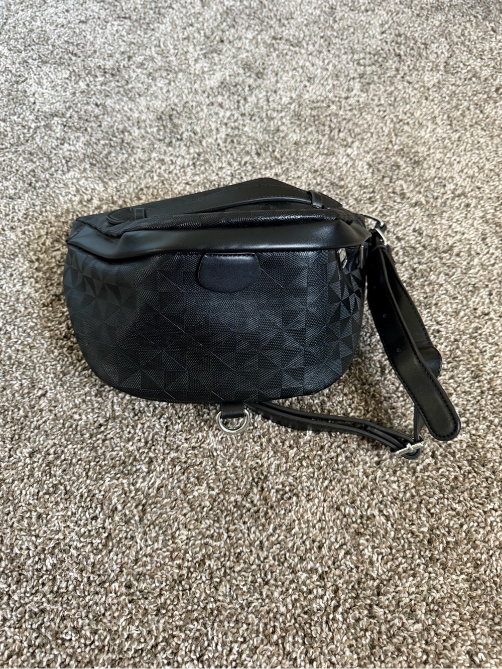 Black Textured Crossbody Bag